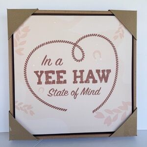 New In a Yee Haw State of Mind Heart Shaped Lasso Framed Canvas Wall Art